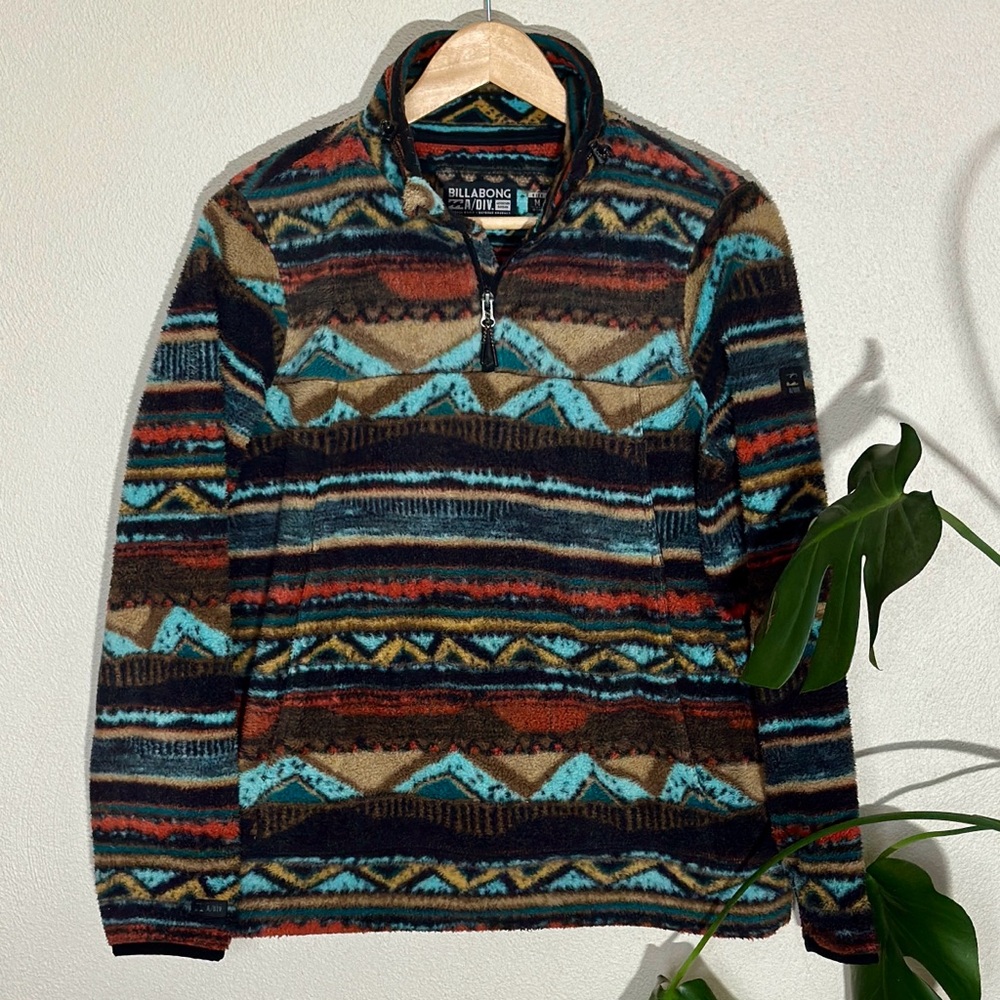 Billabong A/Div Striped Half-Zip Fleece Pullover | Multicolor | Size M